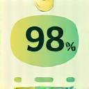 Ikona symbolizująca 98% satysfakcji klientów, uśmiechnięta twarz i pasek postępu.