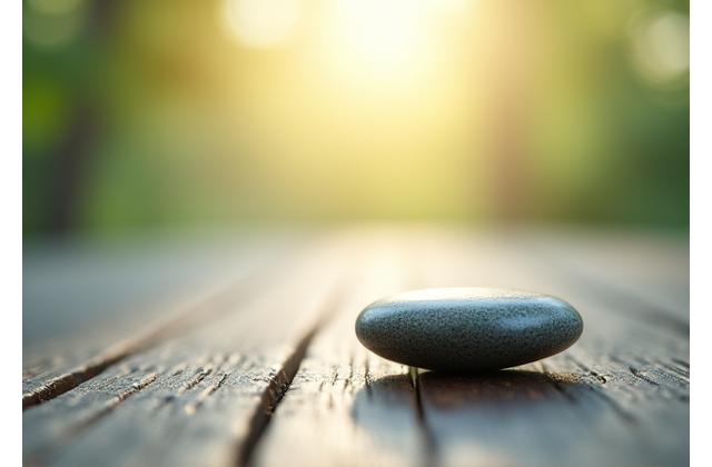 Osoba medytująca w spokojnym otoczeniu, zachód słońca