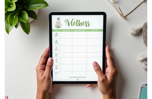 Kobieta używająca planera cyfrowego do planowania dnia